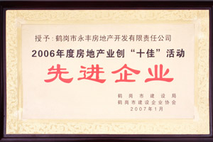 2006年度房地產(chǎn)創(chuàng)“十佳”活動先進企業(yè)