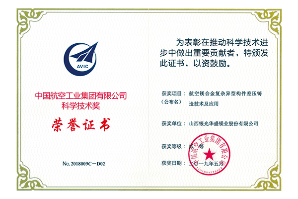 中国航空工业集团有限公司科学技术奖