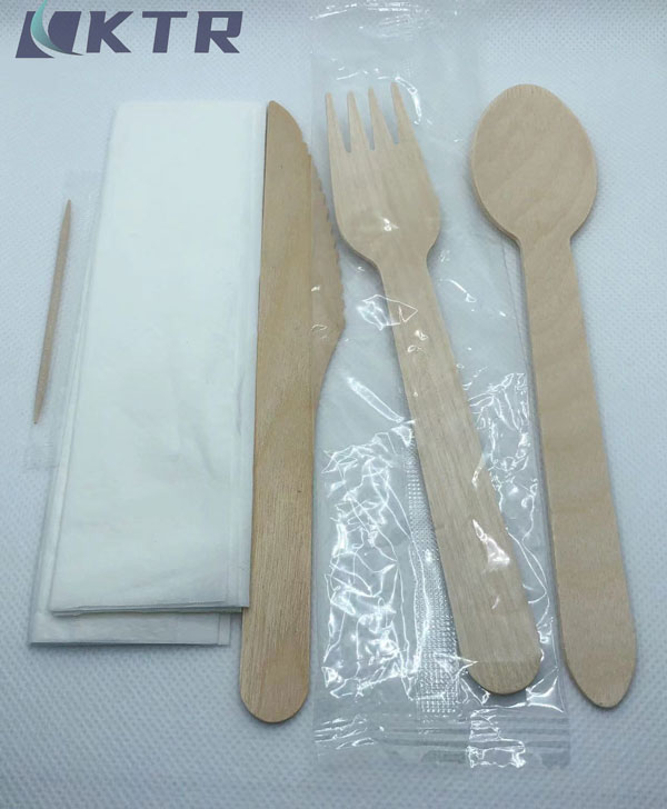 Wholesale Biodegradable Disposable Wooden Cutlery Sets with OPP Bag