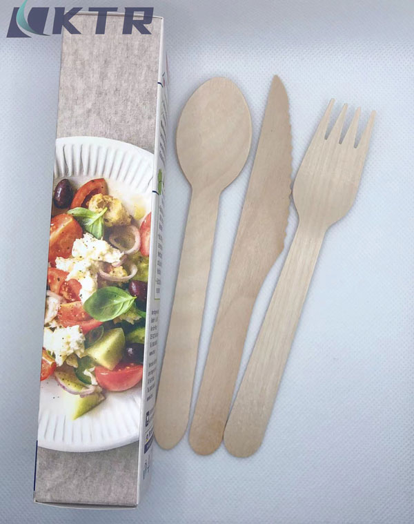 Wholesale Biodegradable Disposable Wooden Cutlery Sets with Carton