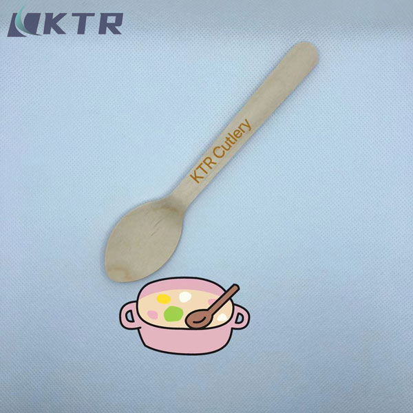 Disposable Wooden Dessert Spoon 160mm Spoons Wooden Wholesale KTR 1017 