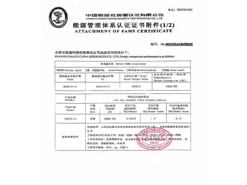 能源管理體系認證證書附件