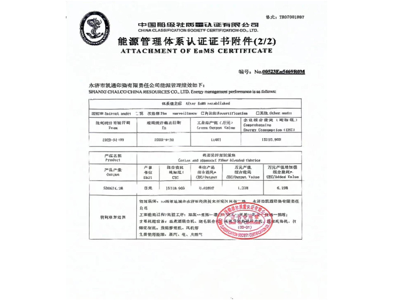 能源管理體系認證證書附件