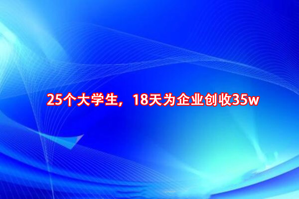 【25个大学生，18天为企业创收35w】