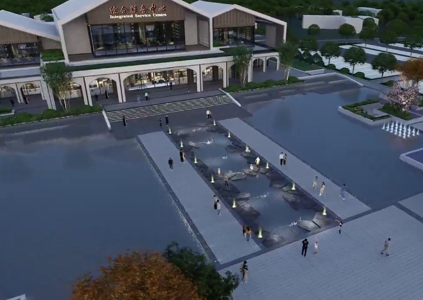 孝义市曹西河服务中心水景跳泉