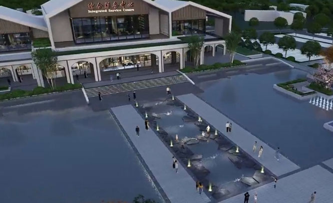 孝义市曹西河服务中心水景跳泉