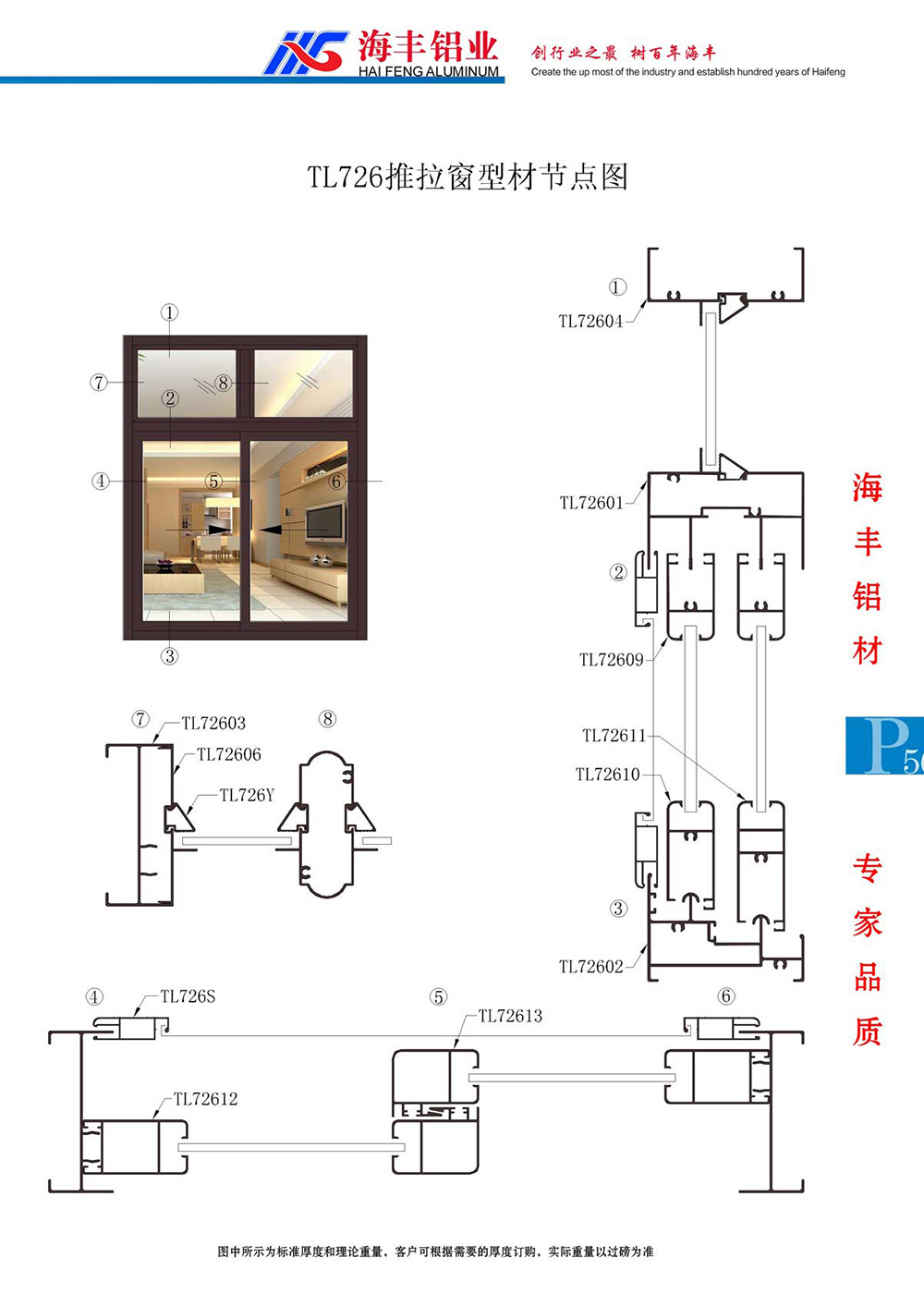 TL726推拉窗型材节点图