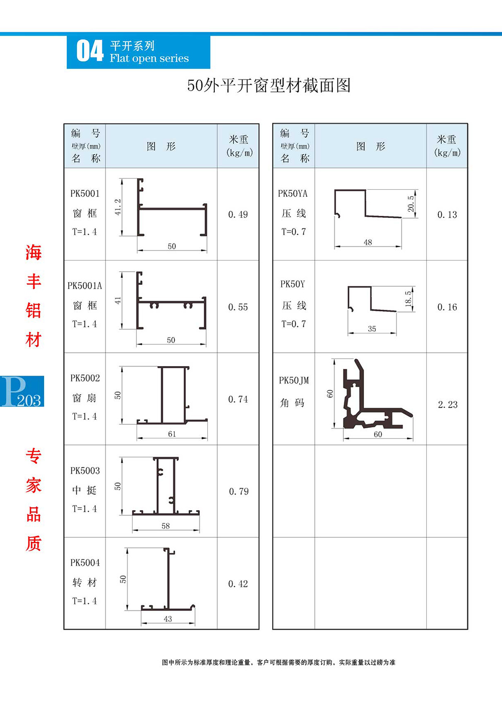 50外开窗型材截面图