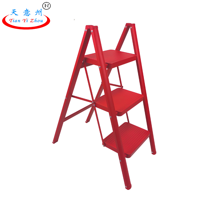 三步折叠梯-红色