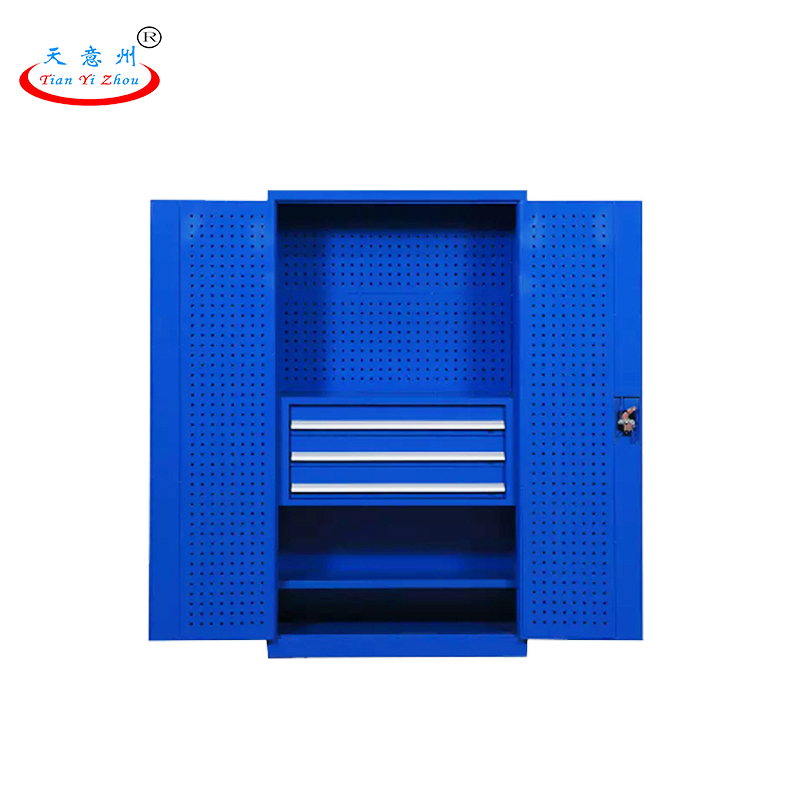 重型工具柜-内三抽带挂板-蓝色