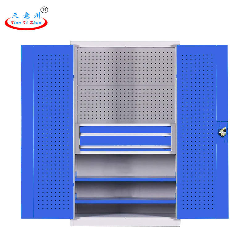 重型工具柜-内二抽带挂板-蓝灰色