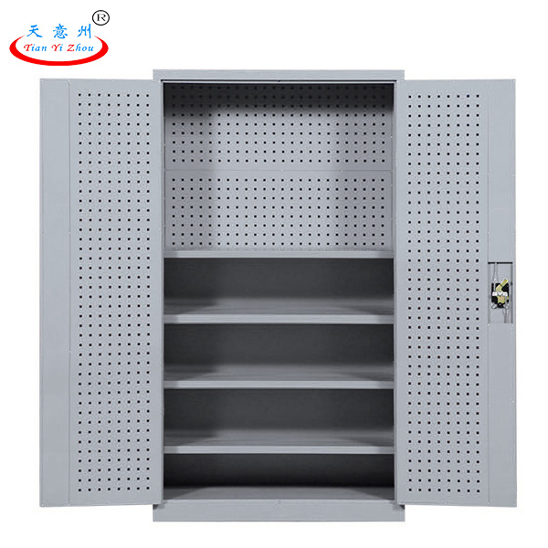 重型工具柜-内四层板带挂板-灰色