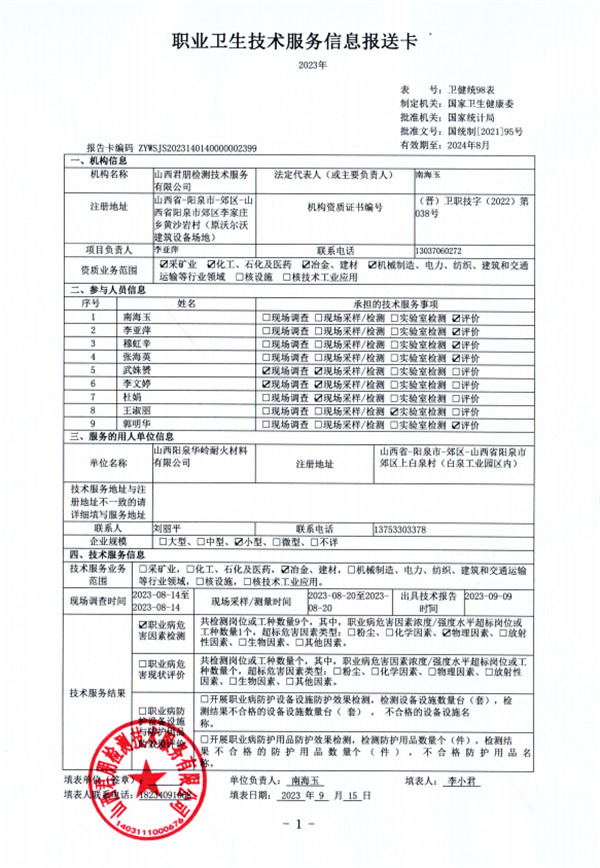 山西陽泉華嶺耐火材料有限公司