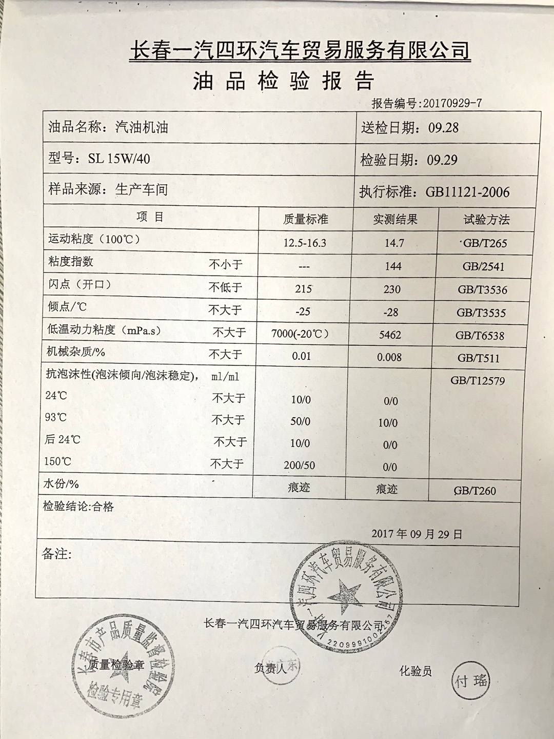 汽油机油 SL 15W/40