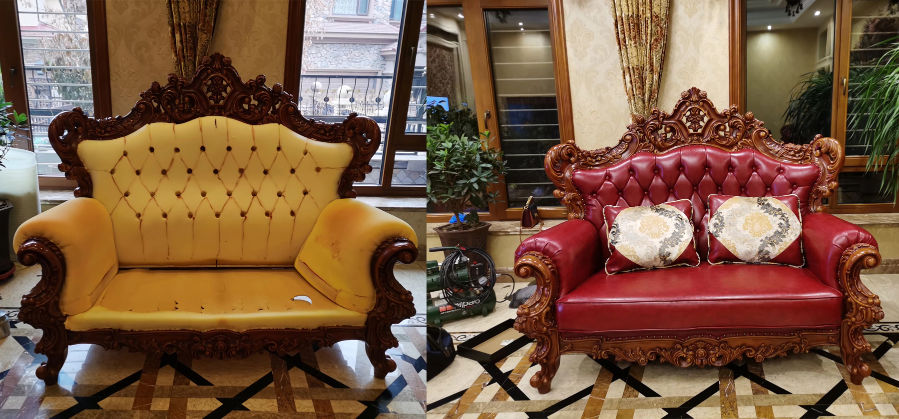 沙发换面前后对比