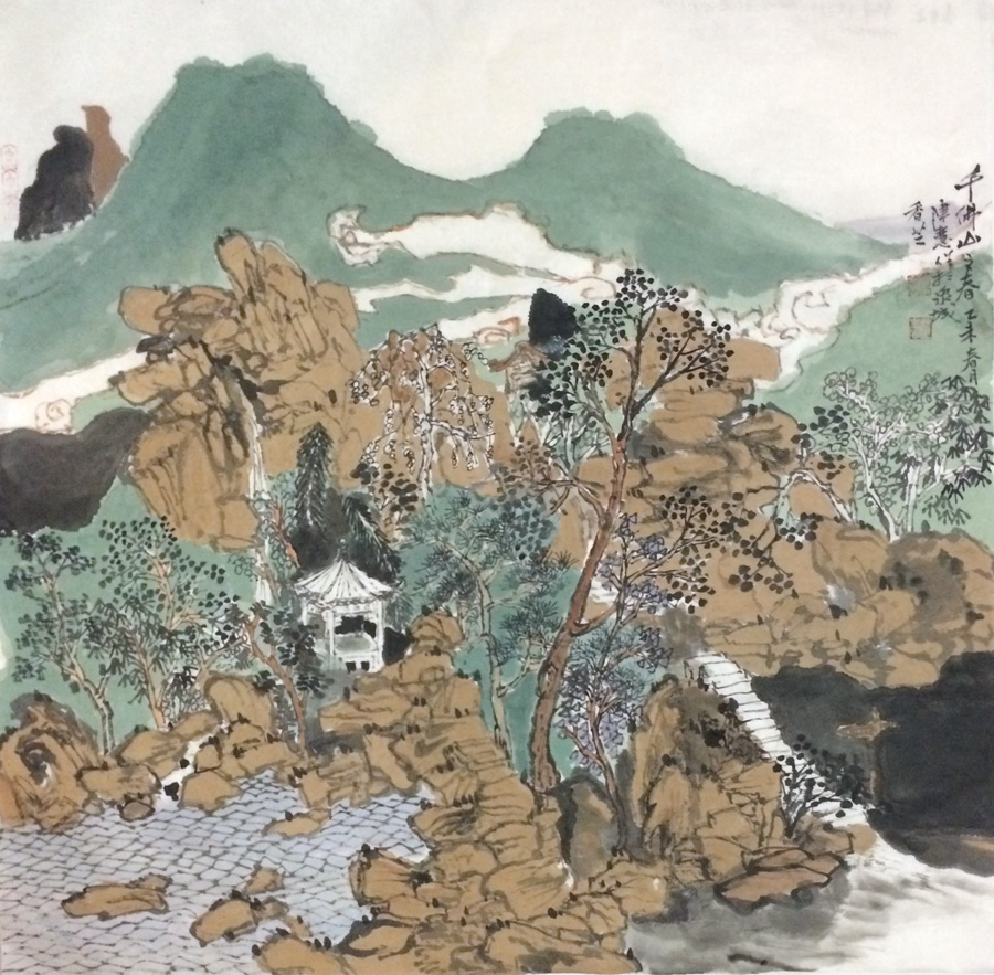 《千佛山之春》69x69cm