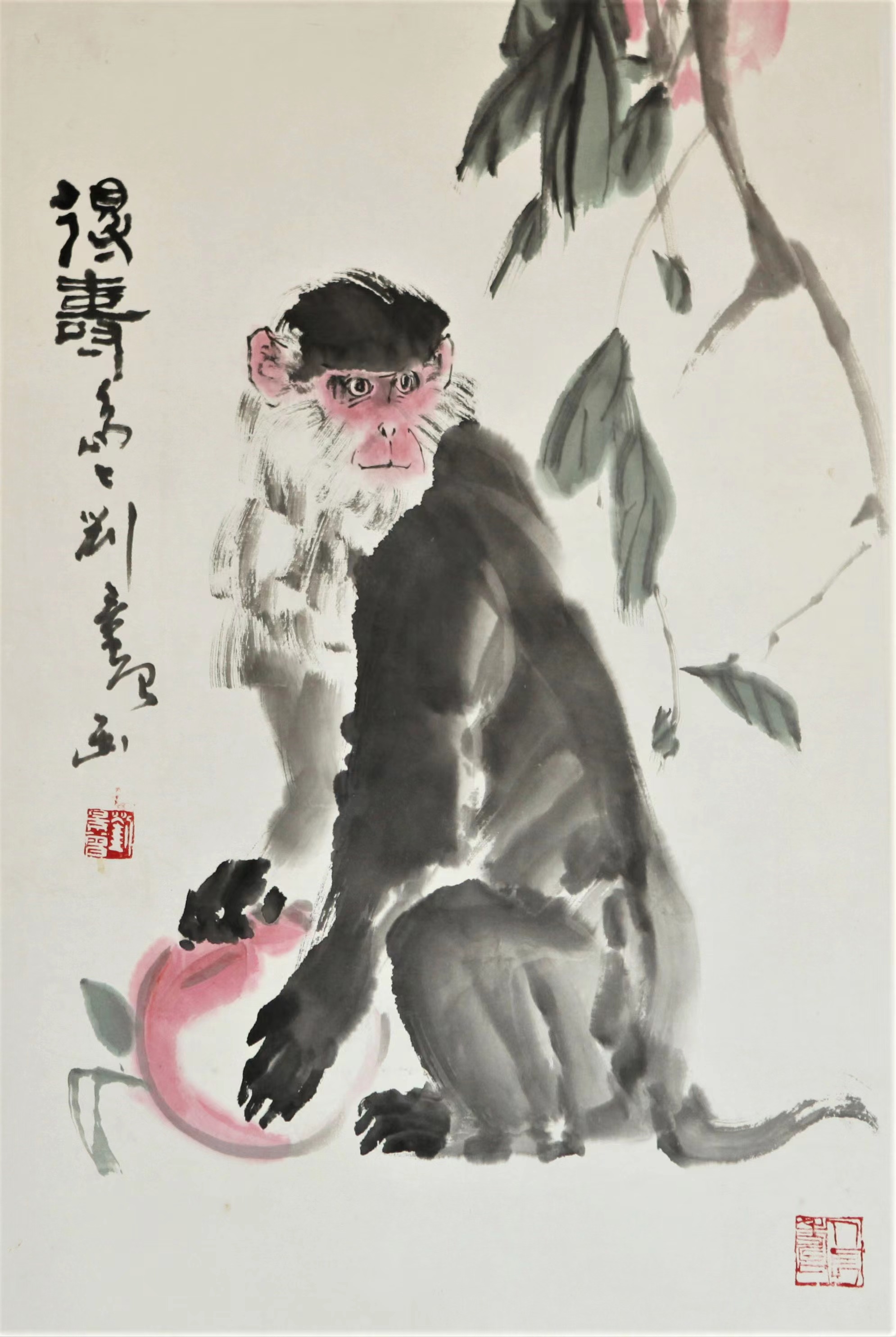 刘景曾《得寿》纸本画芯68cmx45cm